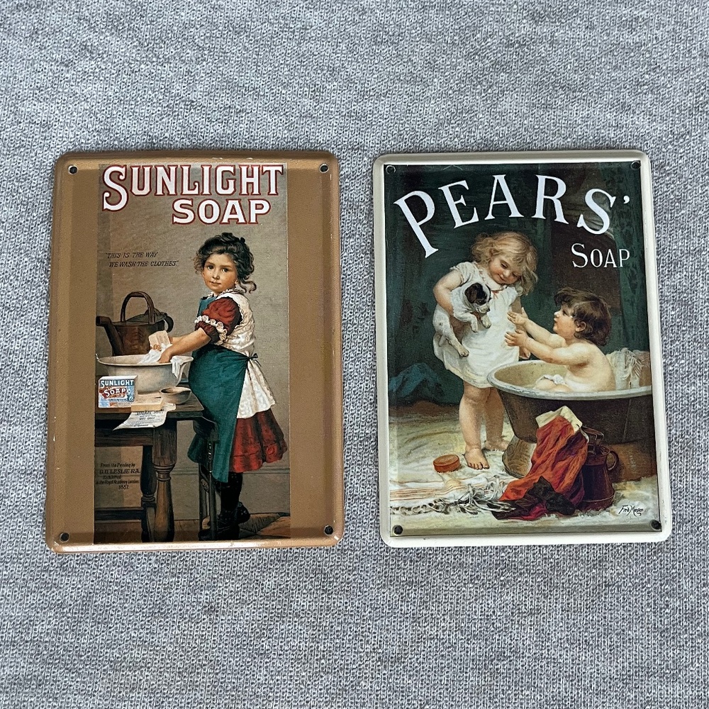 2 Vintage Advertisement Metal Signs